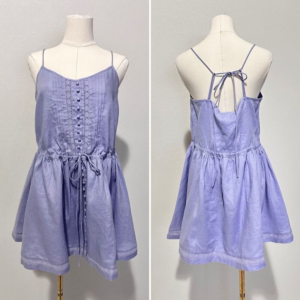 NWT Joslin Harriet Linen Mini Dress 6 Beachy Boho Cottage Pastel Fairy $400 MSRP - Picture 5 of 12
